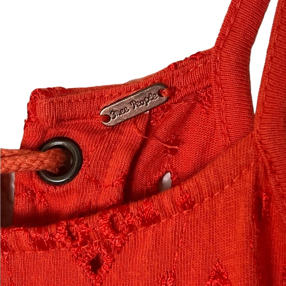 Free People | Dream Date orange cutaway eyelet lace back tank top size m…